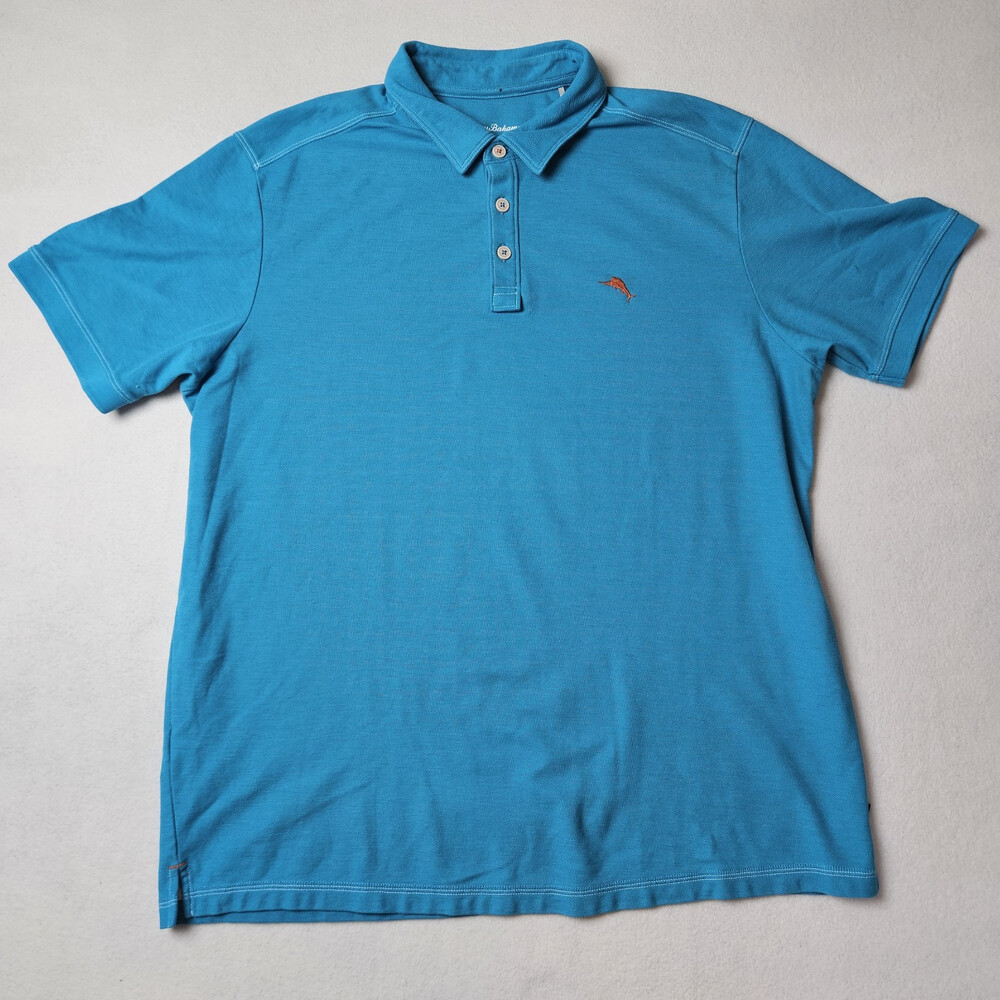 Tommy Bahama Polo Shirt Mens XL Blue Islandzone 37.5 Technology Collared Preppy